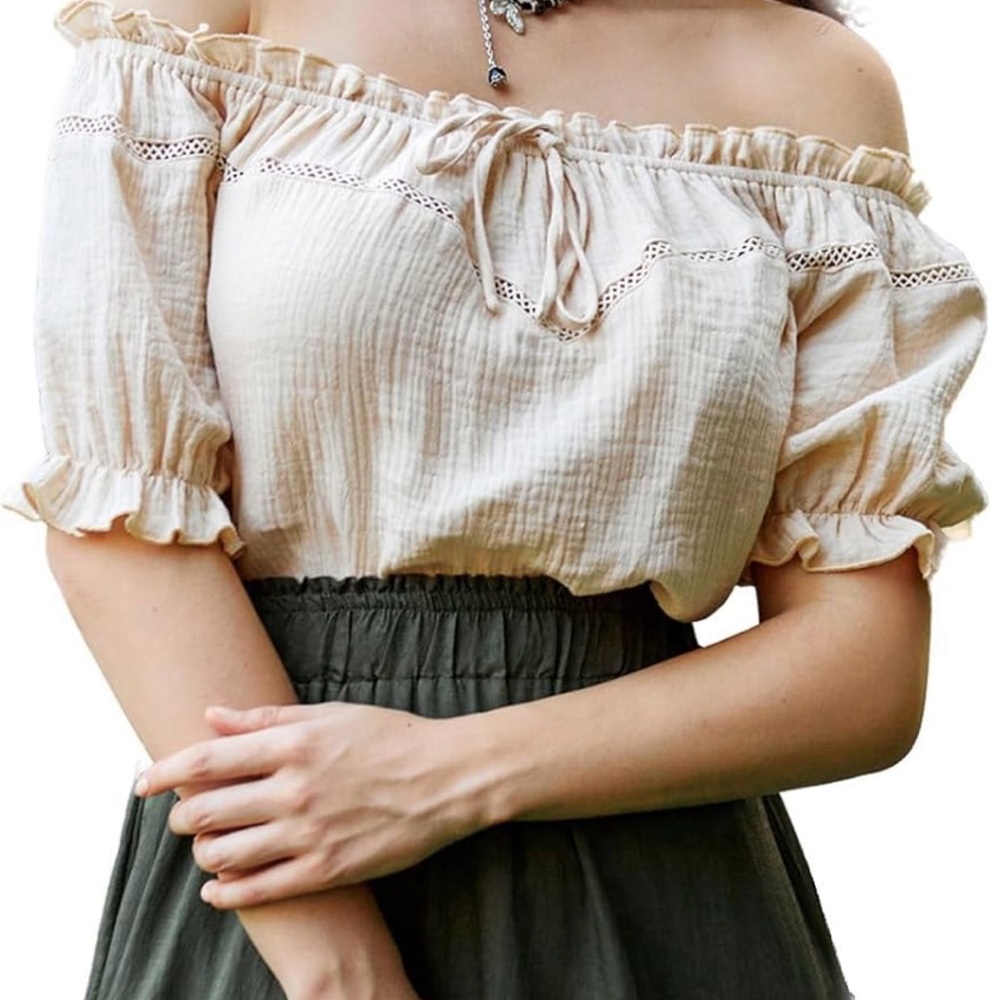 Scarlett Darkness Renaissance Peasant Top 2XL Cream Off Shoulder NWT Boho